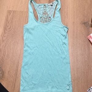 Women's Aqua Lace Back Tank Top